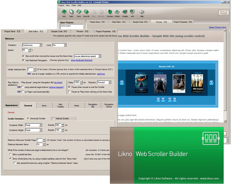Likno Web Scroller jQuery Slider Builder Screenshot